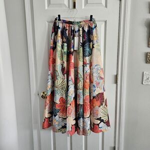 NWT Calypso St. Barth Floral/Tropical Print Flowy Full Circle Maxi Skirt